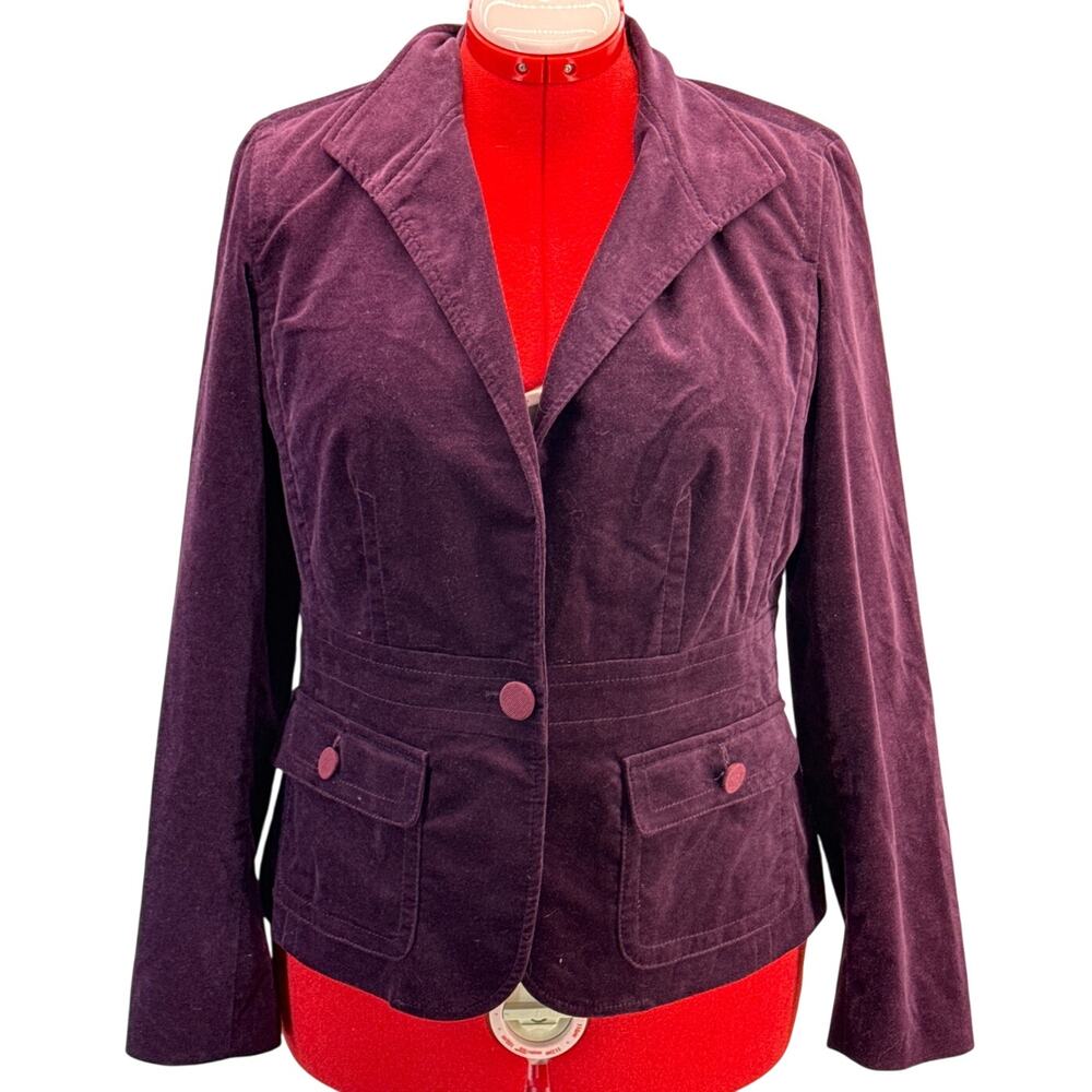 Talbots Velvet One Button Blazer Jacket - Women's 12P Purple